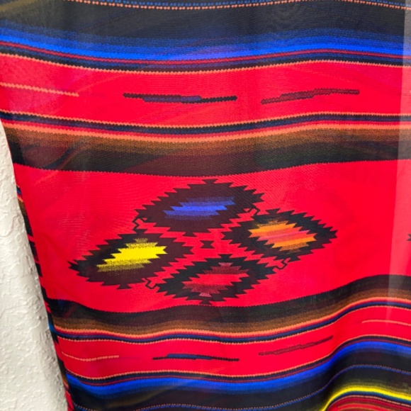 Turquoise Haven Red Black Native American Print Kimono Duster Women's Si… - Picture 9 of 11